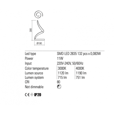 Redo Group TORSION - Lampada da tavolo Ø190