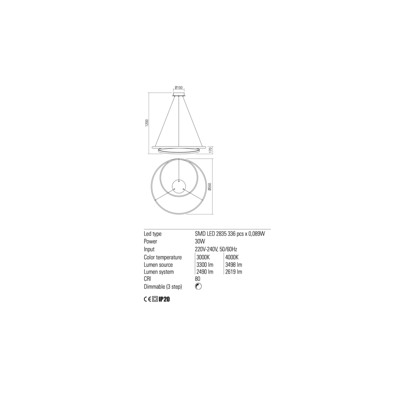Redo Group TORSION - Suspension lamp ?550