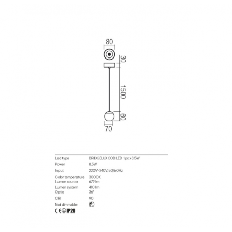 Redo Group OBO - Lampe à suspension (1500x70)