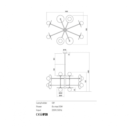 Redo Group PLATO - Lampada a sospensione (1065x1000x850)