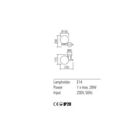 Redo Group TALIS - Applique murale (mono sphère)