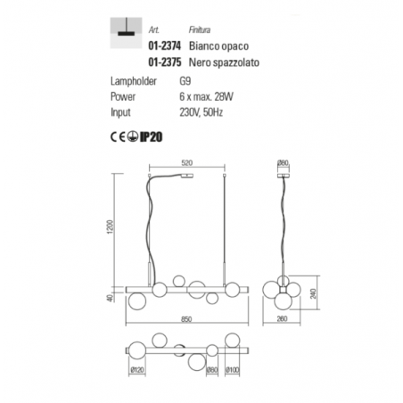 Redo Group GOJI - Lampe à suspension (6 sphères)
