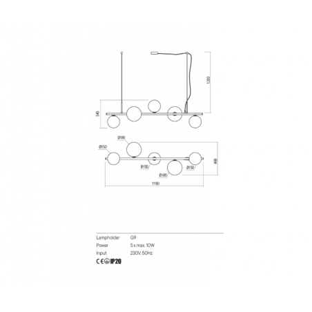Redo Group ROY - Lámpara colgante (5 esferas)