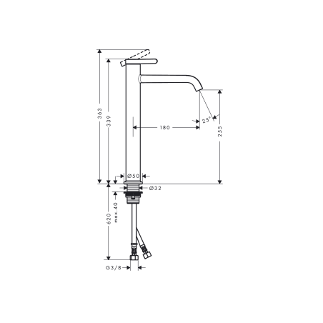AXOR One - 260 single lever basin mixer with lever handle and drain set