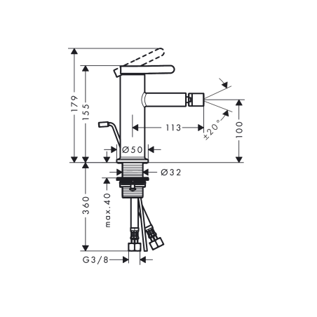 AXOR One - Single lever bidet mixer with drain