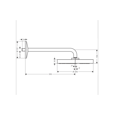 AXOR One - Pomme de douche 280 1jet avec bras de douche