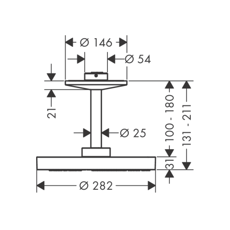 AXOR One - Shower head 280 2jet with ceiling fixing