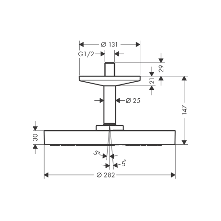 AXOR One - Pomme de douche 280 1jet avec fixation au plafond