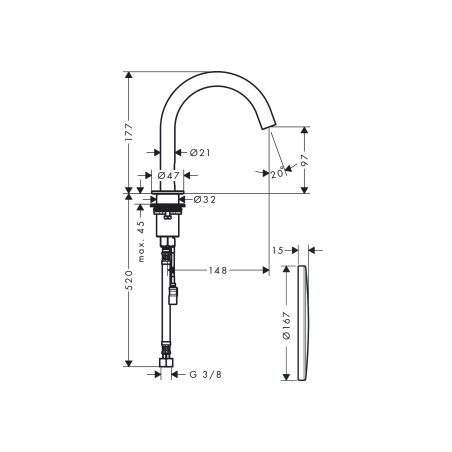 AXOR One - Mitigeur de lavabo électronique avec régulation de la température 230 V