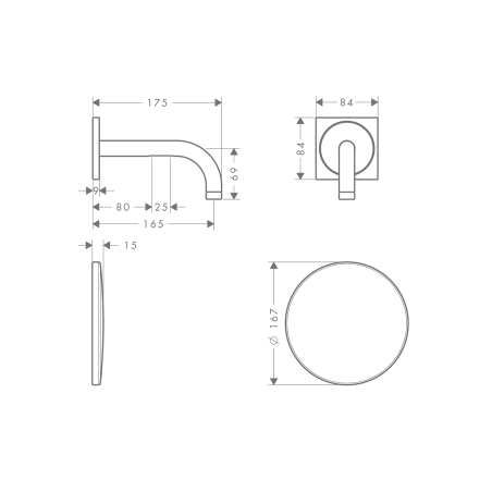 AXOR One - Miscelatore lavabo elettronico ad incasso a parete con bocca 165 mm