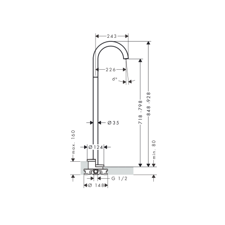 AXOR One - Curved bath spout on the floor