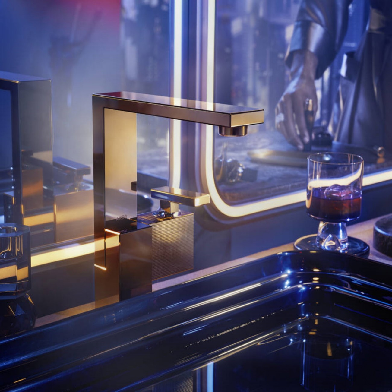 AXOR Edge - Mélangeur monocommande cuvette 190 avec pilette push-opentaglio à diamant