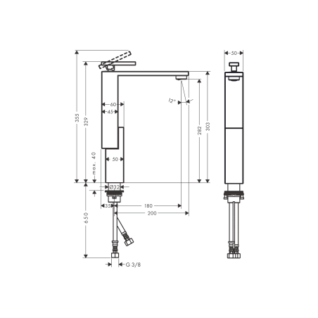 AXOR Edge - Mélangeur monocommande cuvette 280 avec pilette push-opentaglio à diamant