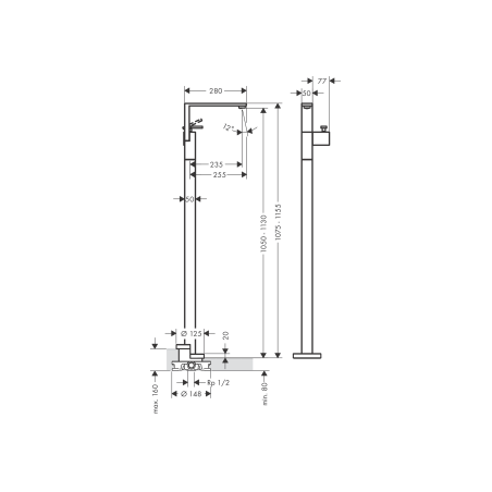 AXOR Edge - Miscelatore monocomando lavabo a pavimento con piletta push-opentaglio a diamante