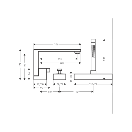 AXOR Edge - Rubinetteria 3 fori bordo vasca taglio a diamante
