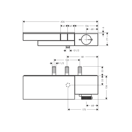 AXOR Edge - Mélangeur thermostatique externe/encastré pour 2 usages - taille diamant