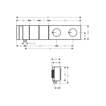 AXOR Edge - Select 470/100 built-in thermostatic module for 2 applications
