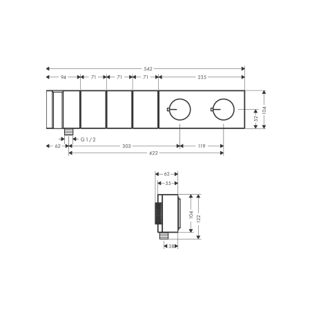 AXOR Edge - Modulo termostatico Select 540/100 ad incasso per 3 utenze - taglio a diamante