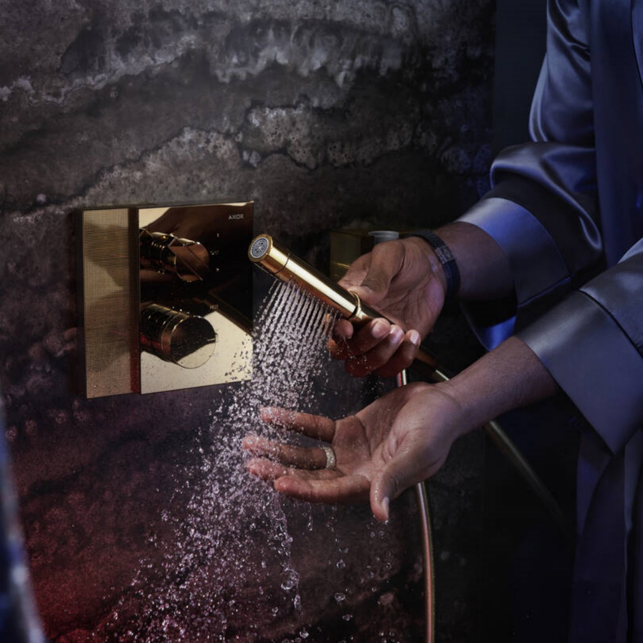 AXOR Edge - Mélangeur thermostatique encastré avec vanne darrêt/déviateur - coupe diamant