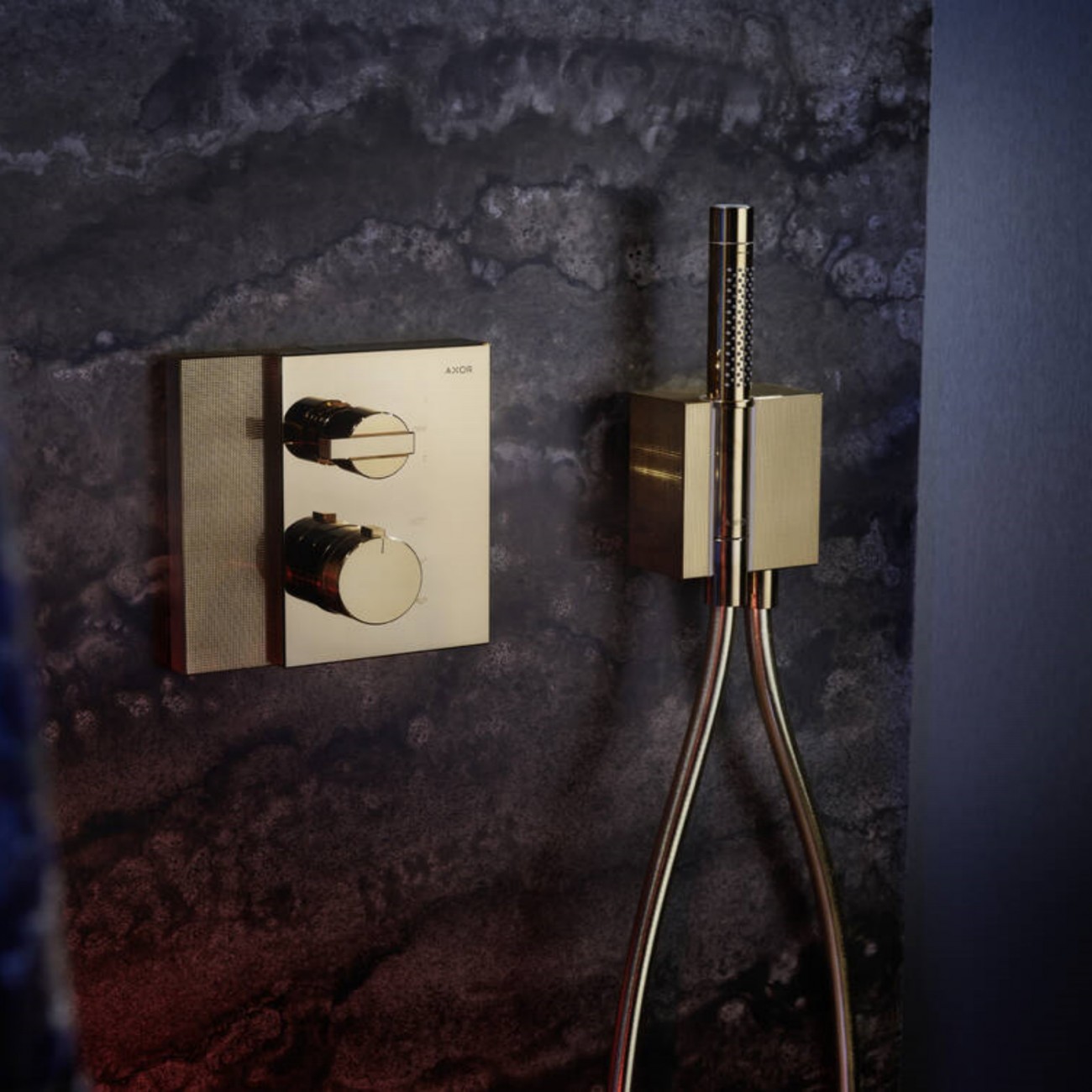 AXOR Edge - Mélangeur thermostatique encastré avec vanne darrêt/déviateur - coupe diamant