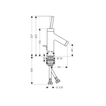 AXOR Starck - Single lever basin mixer 70 with pull rod