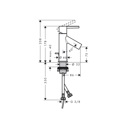 AXOR Starck - Single lever mixer 80 with lever handle and drain set