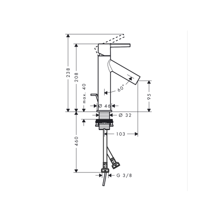AXOR Starck - 100 CoolStart single lever basin mixer with lever and pull rod