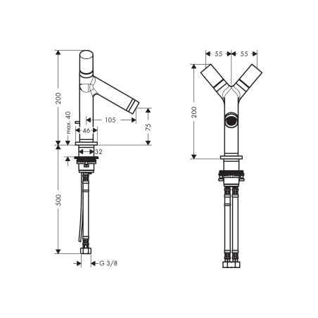 AXOR Starck - Single hole taps with two handles 80
