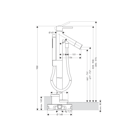 AXOR Starck - Single lever bathtub mixer with rounded handle