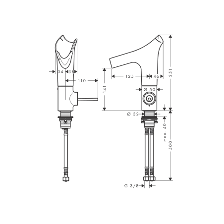 AXOR Starck V - Mitigeur monocommande lavabo 140 avec bec en verre
