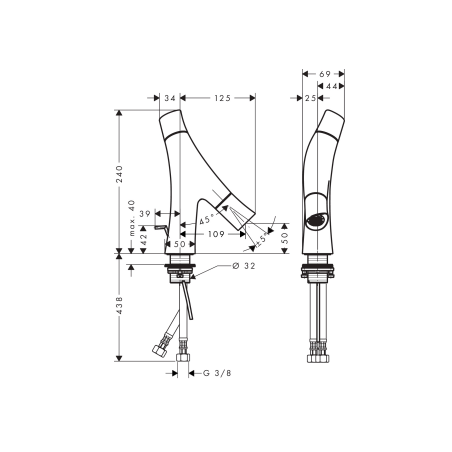 AXOR Starck Organic - Wash basin mixer 2 handles 50 with tie rod