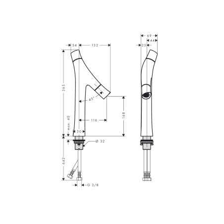 AXOR Starck Organic - Miscelatore 2 maniglie catino 170 con piletta