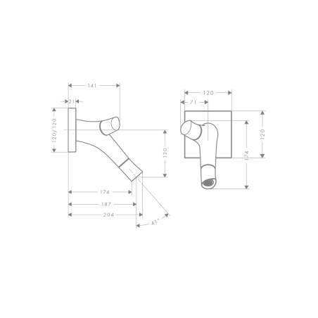 AXOR Starck Organic - Washbasin mixer 2 recessed wall handles with spout 187 mm