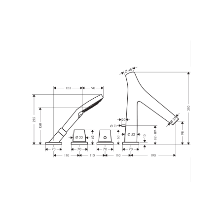AXOR Starck Organic - Taps 4 holes bath edge