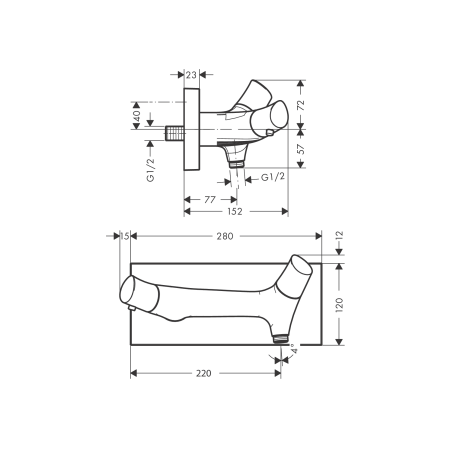 AXOR Starck Organic - Thermostatic external shower mixer