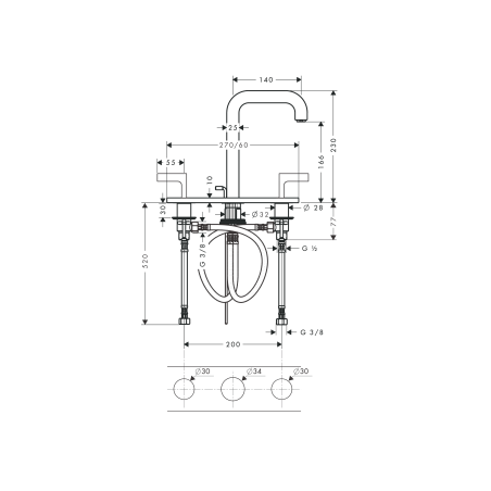 AXOR Citterio - Washbasin mixer 3 holes with plate with spout 140 mm