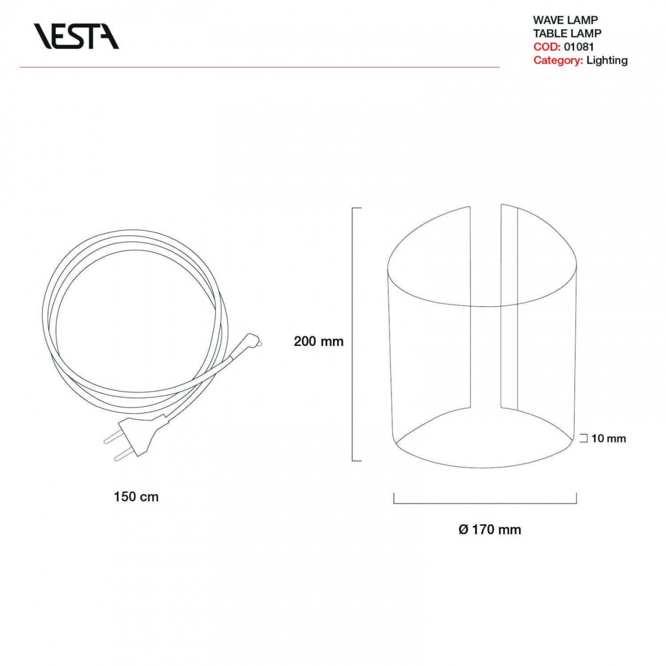 VESTA WAVE - Table lamp Calypso