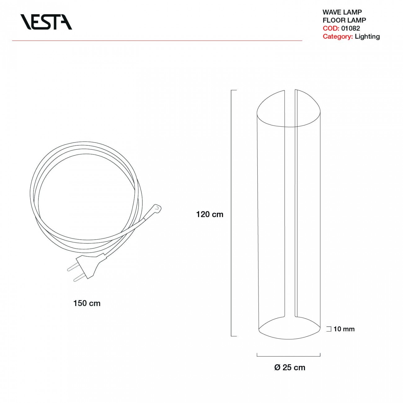 VESTA WAVE - Floor lamp ø25