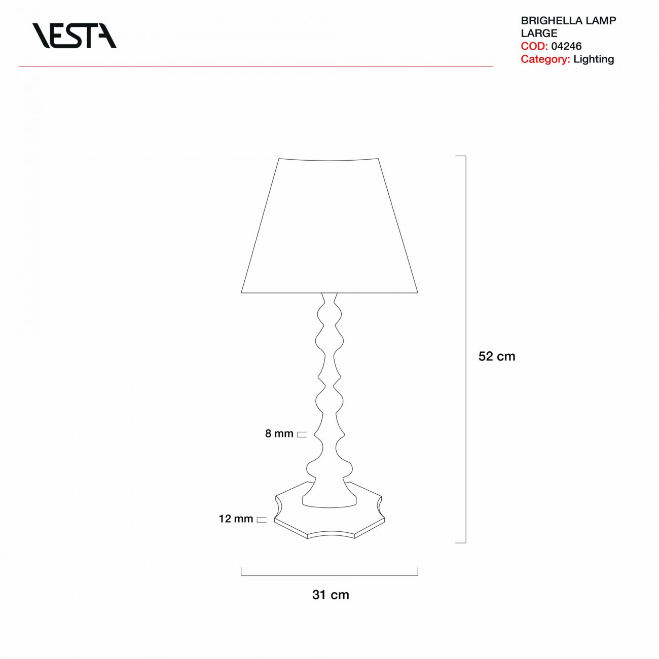 VESTA BRIGHELLA - Grande lampe de table FOULARD