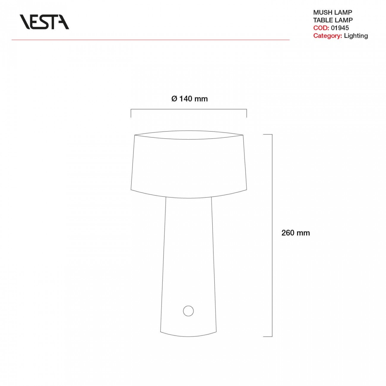 VESTA MUSH - Lampada da tavolo