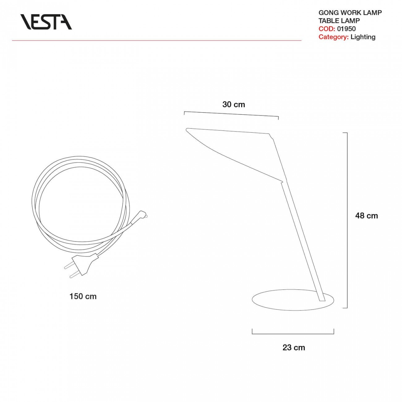 VESTA GONG WORK - Lampada da tavolo