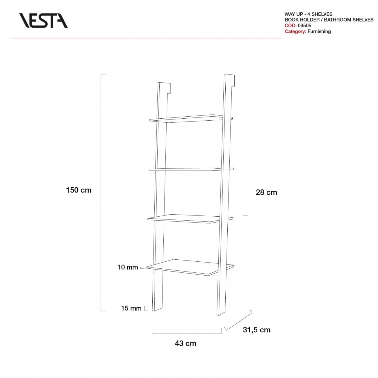 VESTA WAY UP - Bibliothèque avec étagères