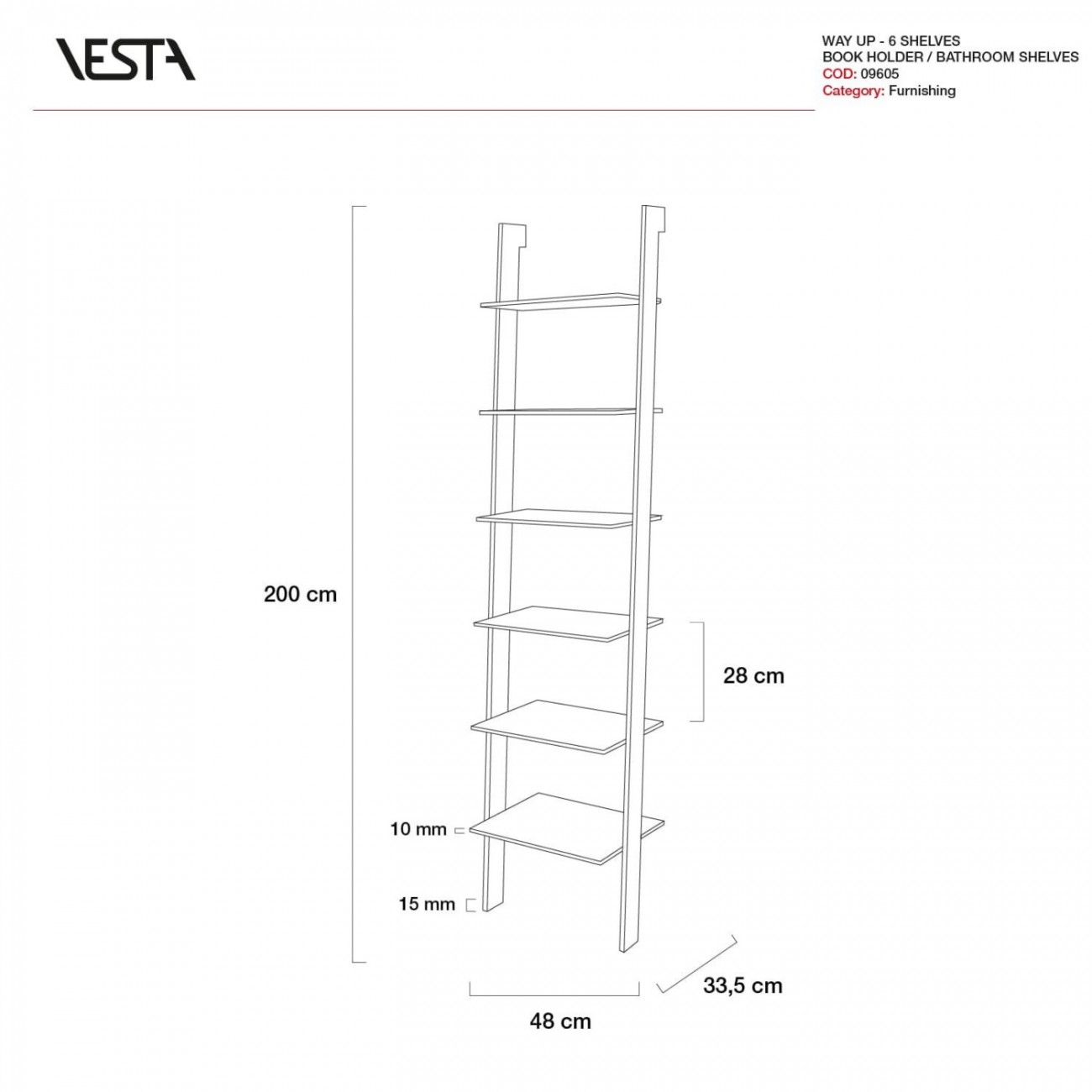 VESTA WAY UP - Bookcase with shelves
