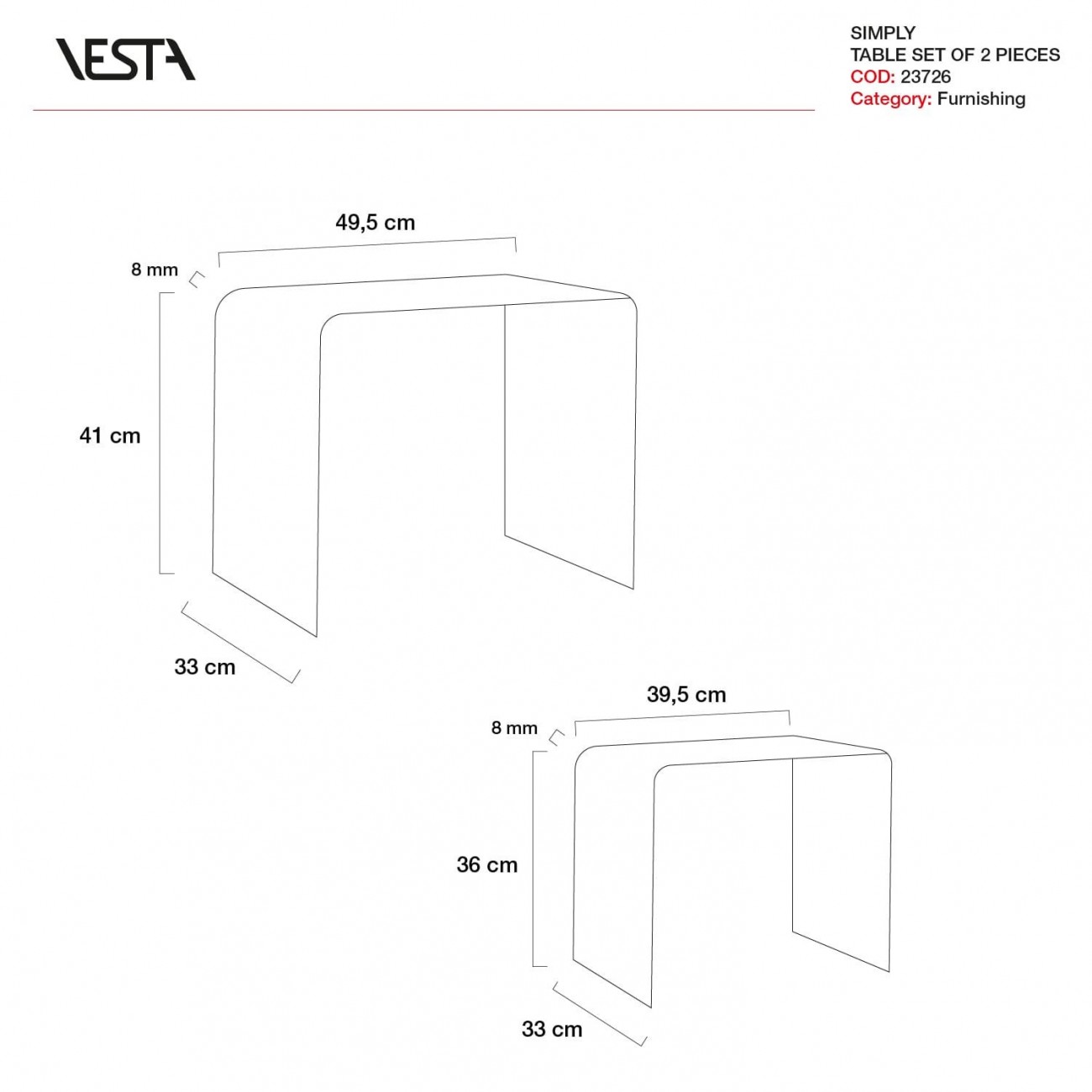VESTA SIMPLY - Set de tables basses