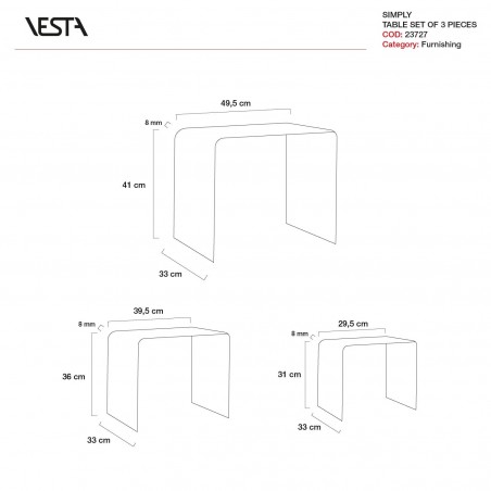 VESTA SIMPLY - Set tavolini tris