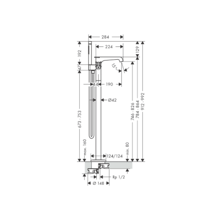 AXOR CITTERIO E - Thermostatic floor bath mixer