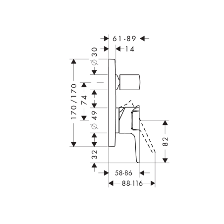 AXOR CITTERIO E - Single lever built-in bathtub mixer
