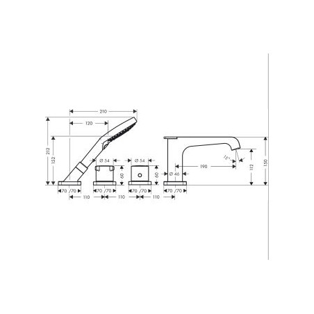 AXOR CITTERIO E - Thermostatic mixer with holes