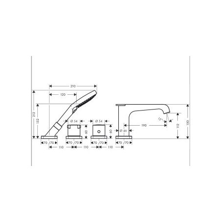 AXOR CITTERIO E - Mélangeur thermostatique 4 trous de baignoire pour montage de bord carrelé