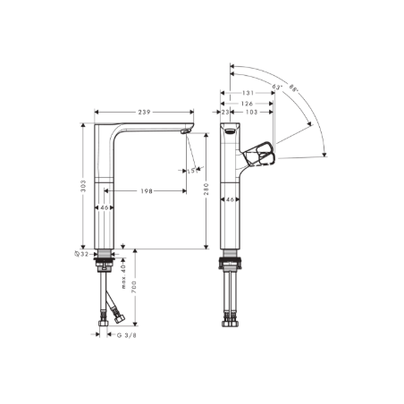 AXOR URQUIOLA - Mélangeur monocommande cuvette 280 avec pilette